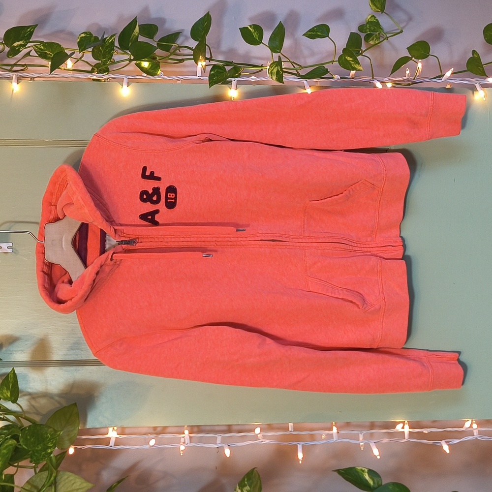 Women's Abercrombie & Fitch Maroon Salmon Coral Zip Up Hoodie M